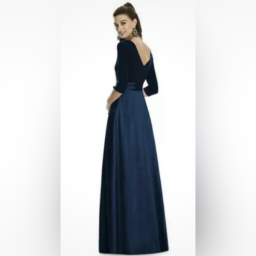 Alfred Sung Mikado Midnight Blue Gown B1 - Picture 5 of 8